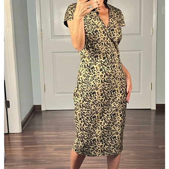 J. Crew V-neck sheath dress in leopard print Sz 2 NWT - Picture 5 of 12